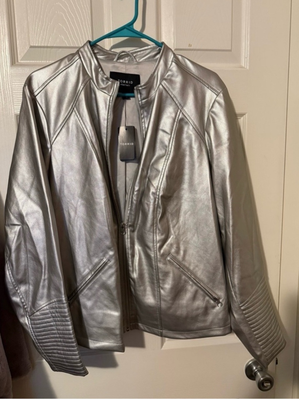 Torrid Silver Faux-Leather Moto Jacket